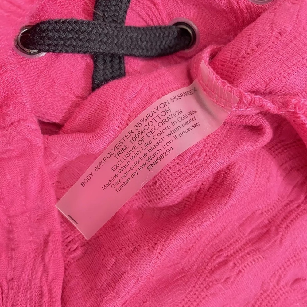 NWT Onque Casual womens 3/4 sleeve pink fuchsia top shirt textured size PS - Picture 7 of 7